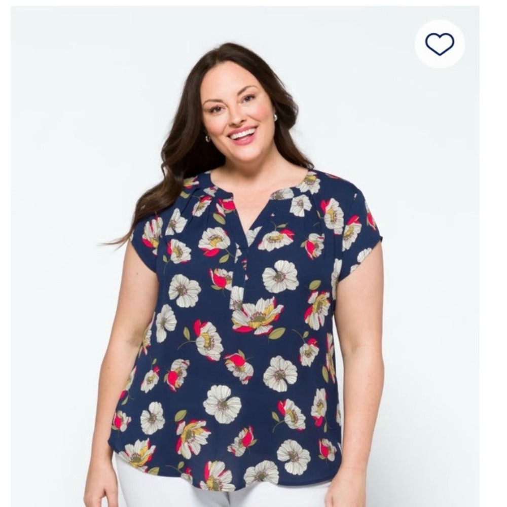 Papermoon Vivier Blouse Navy Floral Mixed Material Women 2X